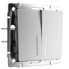 Изображение Выключатель двухклавишный с подсветкой (серебряный матовый) W1120165